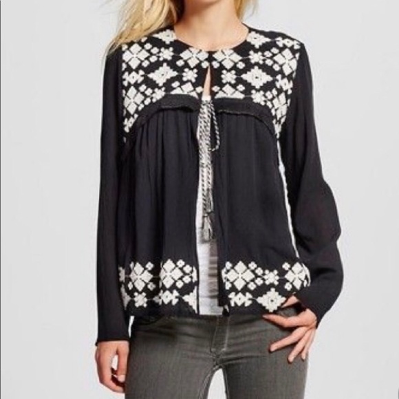 MOSSIMO Open Front Embroidered Jacket - Picture 3 of 9